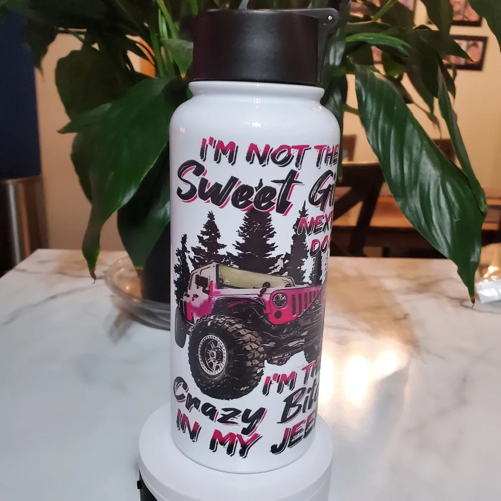 I'M THE Crazy BI*** IN MY JEEP 32oz Hydro Handle Bottle Tumbler 💜sale
